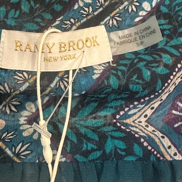 NWT Ramy Brook Exclusive Wendy Dress Silk High-Low Dress, Navy Combo Small, New - Picture 9 of 9